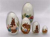 Set of 5 Wooden Nesting Easter Rabbits