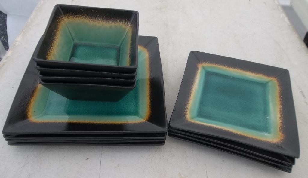 4 Settings Square Ceramic Dishes/ Bowls