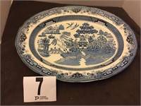 Blue Willow Platter Early 18 ½ x 14”