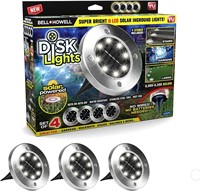 NEW 3PK Disk Solar Lights w/Stands