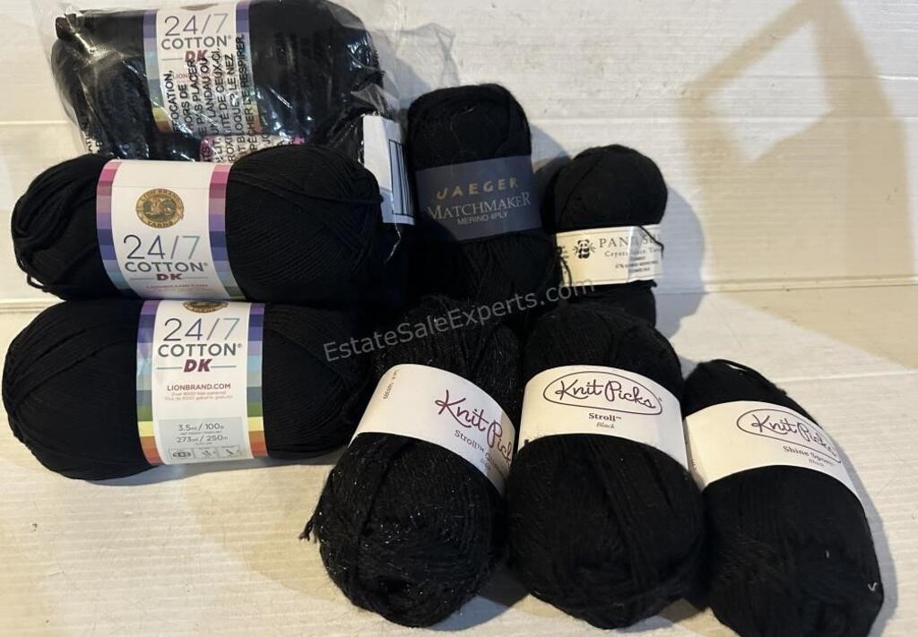 10 SKEINS OF BLACK YARN NEW