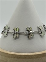 Sterling Silver White Fire Opal Butterfly Bracelet