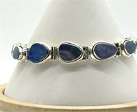 Sterling Silver RARE Blue Fire Opal Bracelet