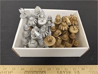 32 Lightweight Metal Chess Pieces- Two Need Easy