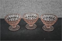 3 Jeannette Glass Windsor Pink Sherbet Bowls