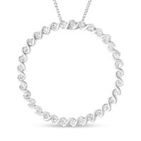 Elegant .75ct Diamond Curved Circle Necklace