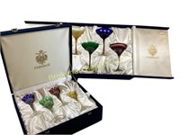 Two Boxed Sets Faberge Crystal Stems