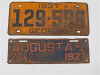 LOT OF 2 1927 AUGUSTA AND 1937 GEORGIA LICENCE PLT