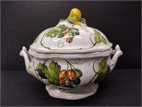 Gumps Italian Hand Painted Ceramic Tureen