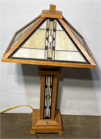 (JL) MISSION STYLE STAINED GLASS LAMP 28 inches