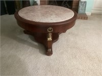 36" Round Marble Top Table With Faces,19" High
