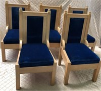 Heavy Blue Velvet  Chairs - Set of 5