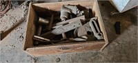 Wooden Crate with Assorted Metal Weights & More