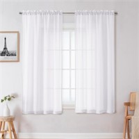 C292  OVZME Crushed White Sheer Curtains 42x63