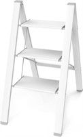 SEALED-Soctone 3 Step Ladder, Foldable Aluminum St