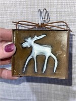 Cute Metal Christmas Ornament with Moose