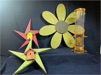 Wooden Flower and bird feeder