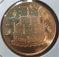 Happy birthday 1 oz fine copper coin