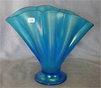 Stretch Glass 9" fan vase - celeste blue