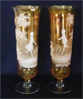 Matching pair of Mary Gregory 12 1/2" ftd vases