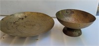 Brass bowls. Hand hammered. 12"×2" & 8"×4"