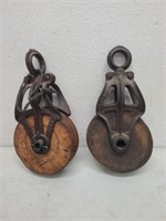 2x Wood 6" Hudson Pulleys