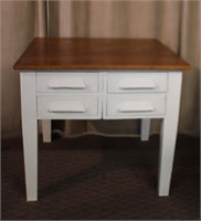 Painted oak desk, natural top, 4 drawer front