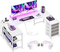 ODK U Shaped Desk with Power Outlets & LED Strip