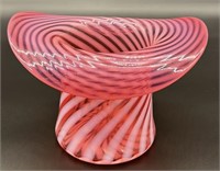 Large Fenton Cranberry Opal Spiral Optic Tophat