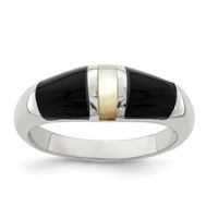 Sterling Silver- Onyx and Mother of Pearl Ring