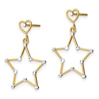 10 Kt- Diamond-Cut Heart Star Earrings