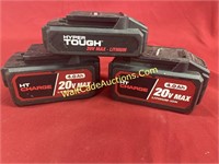 Hyper Tough 20v Batteries Lot of 3
2-4.0 Ah & 1