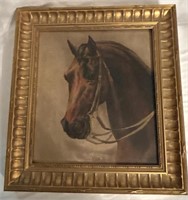 Framed horse oil on canvas 12.5" x 11.5"