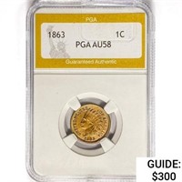 1863 Indian Head Cent PGA AU58