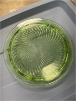 Uranium glass cake stand chip on bottom