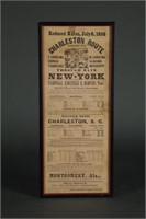 Railroad Broadside. Charleston Route. 1858.