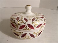 Milk glass cut to cranberry glass trinket Holder