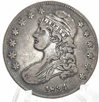 1834 Small Date Capped Bust Silver Half Dollar XF