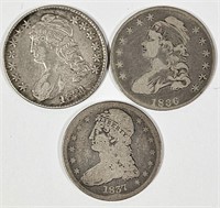 3 U.S. Capped Bust Silver Half Dollars