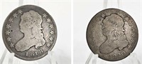 1818 & 1820 U.S. Capped Bust Silver Quarters AG