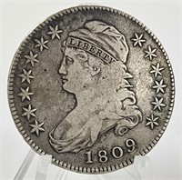 1809 U.S. Capped Bust Silver Half Dollar F/VF