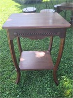 Antique Carved Wood Lamp Table