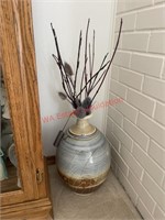 Large Glazed Pottery Vase Signed with Lights