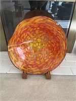 Very Large Blown Glass Bowl with Stand - Bought