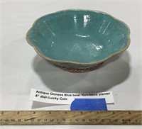 Chinese Blue bowl Narcissus planter 8in dish