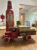 Budweiser Coin Bank & 2001 WSC Beer Bottle