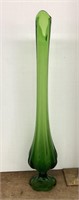 18" L.E. Smith green 6-petal swung vase
