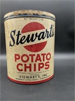 1lb Stewart's Potatoe Chip Tin No Lid
