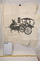 Chinese Ink Print Horse Chariot