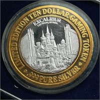 .999 Pure Silver Ten Dollar Gaming Token